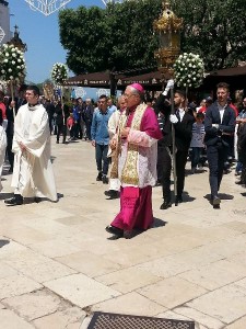 Il vescovo durante la processione