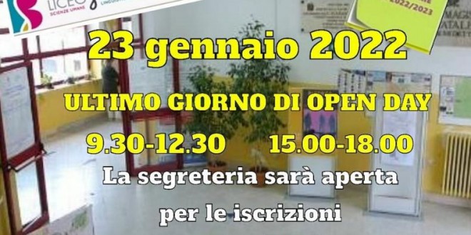 Domenica 23 gennaio ultimo appuntamento per l’Open Day al Liceo San Benedetto